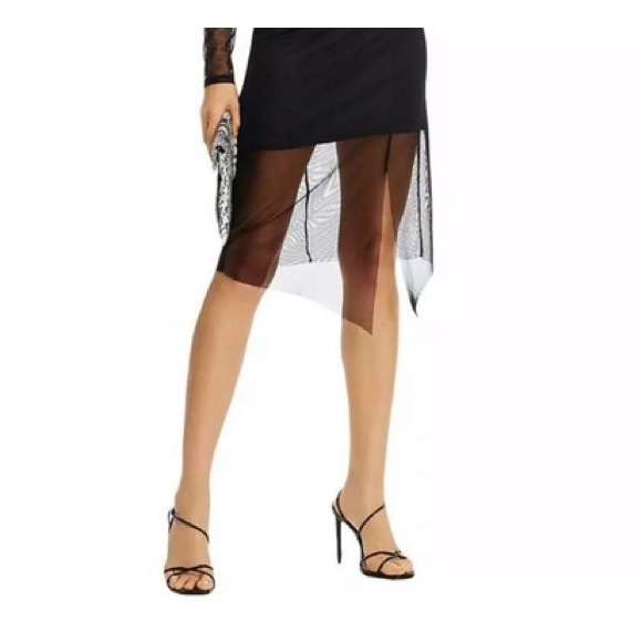 AQUA Dress Sexy Glam Illusion Ruched Knit & Sheer Mini NWT Sz XS - Picture 9 of 15